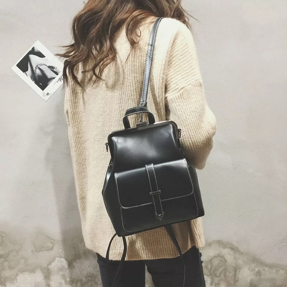 *NEW Cute Small Leather Backpack Crossbody Shoulder Purse Vintage Style Chic B… - Picture 2 of 14